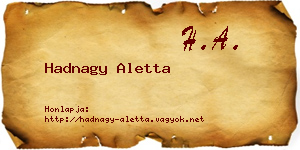 Hadnagy Aletta névjegykártya